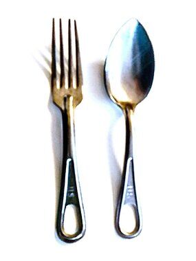 Vintage Military Mess Kit Fork & Spoon ~ WALLCO/DS Stainless ~ Embossed "U. S."